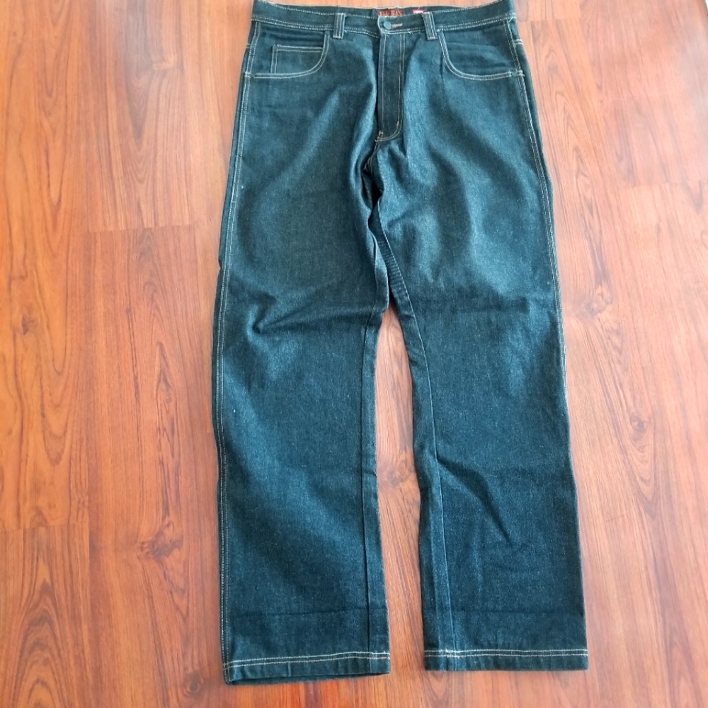 Risk black jeans skater baggy denim mens size 38x34
